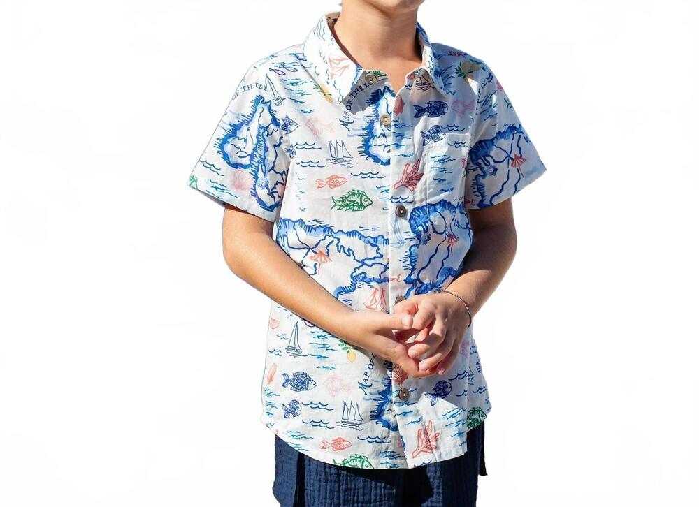 NEW PINK CHICKEN boys jack shirt in island print